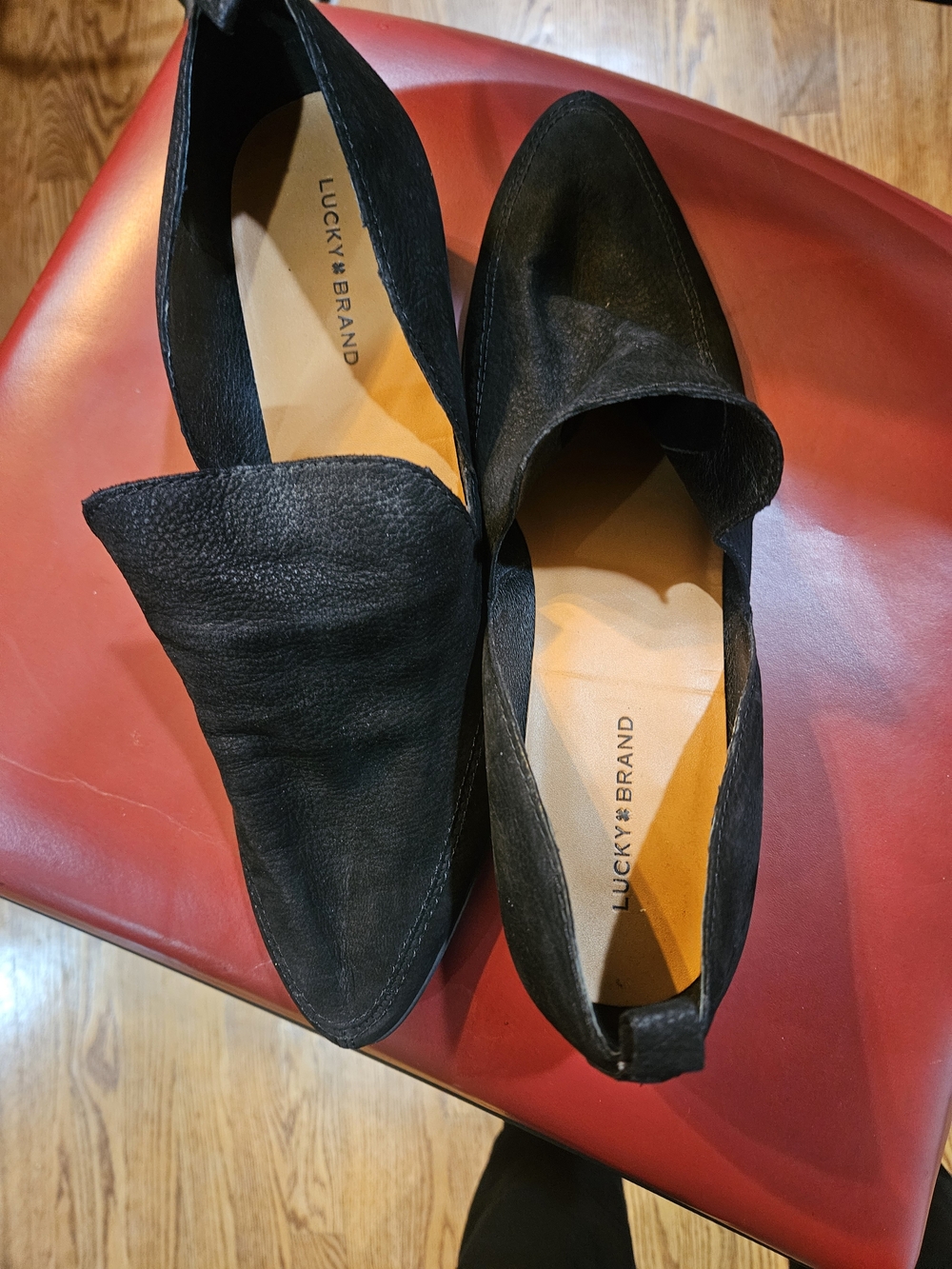 Lucky Brand Black Pointed Toe Slip-On Loafers